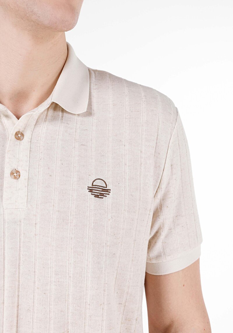 Показати інформацію про Поло З Коротким Рукавом Чоловіче Бежеве  Cl1069480