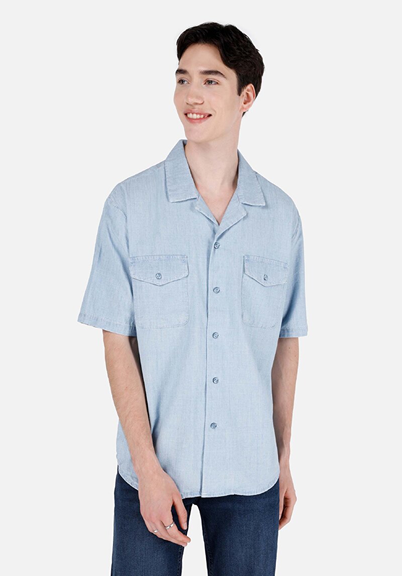 Зображення 076 Glen Сорочка З Коротким Рукавом Чоловіча Блакитна  Cl1069576