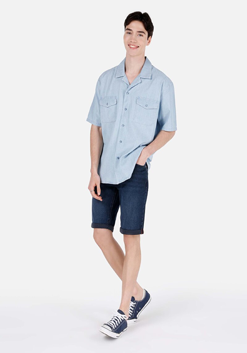 Зображення 076 Glen Сорочка З Коротким Рукавом Чоловіча Блакитна Cl1069576