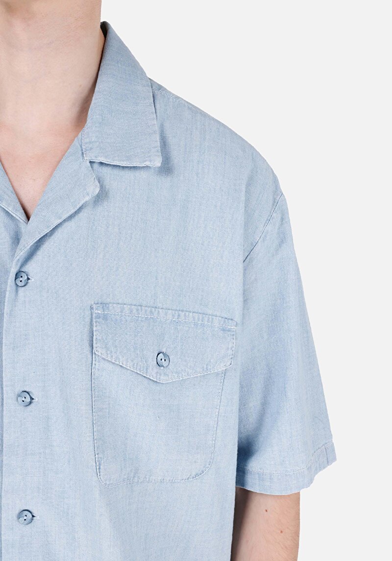 Показати інформацію про 076 Glen Сорочка З Коротким Рукавом Чоловіча Блакитна  Cl1069576