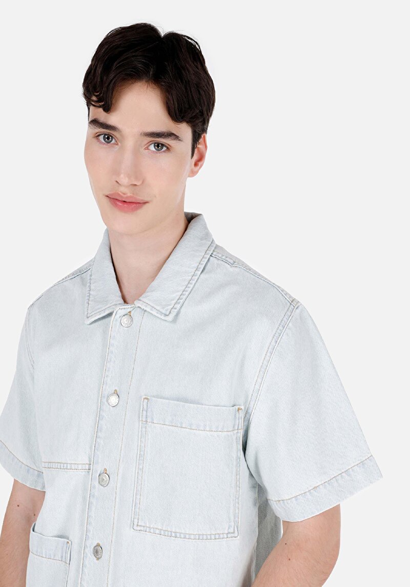 Зображення 031 Waya Сорочка З Коротким Рукавом Чоловіча Блакитна Cl1069577