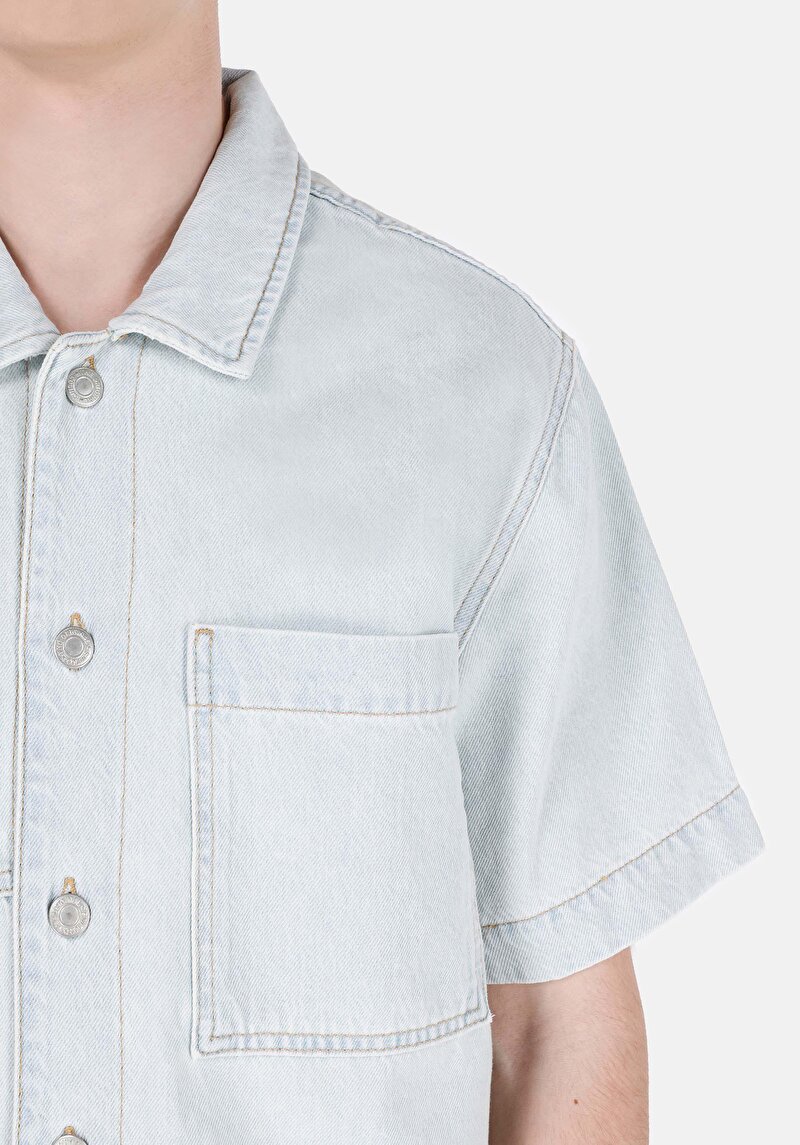 Показати інформацію про 031 Waya Сорочка З Коротким Рукавом Чоловіча Блакитна  Cl1069577