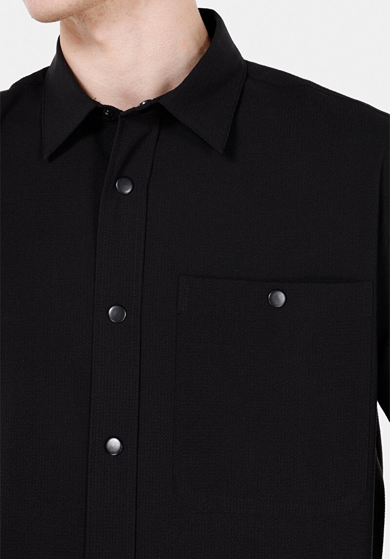 Показати інформацію про Сорочка З Довгим Рукавом Чоловіча Чорна  Cl1069905