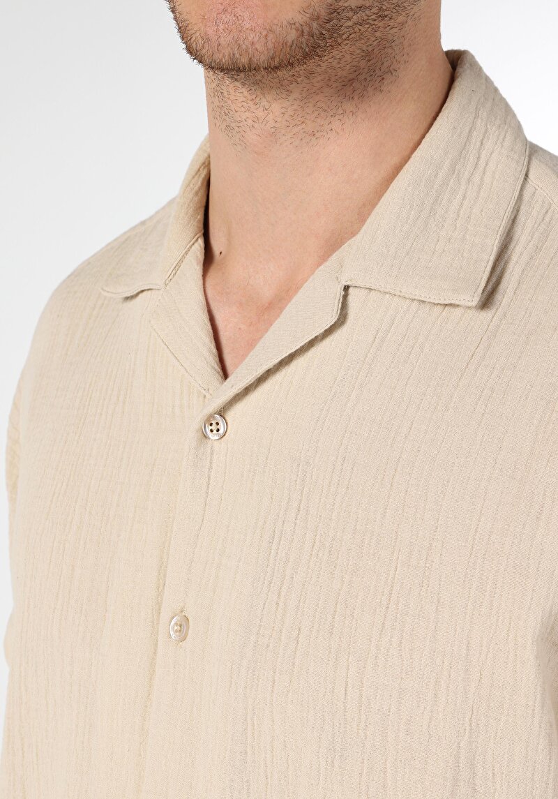 Показати інформацію про Сорочка З Коротким Рукавом Чоловіча Бежева  Cl1063633