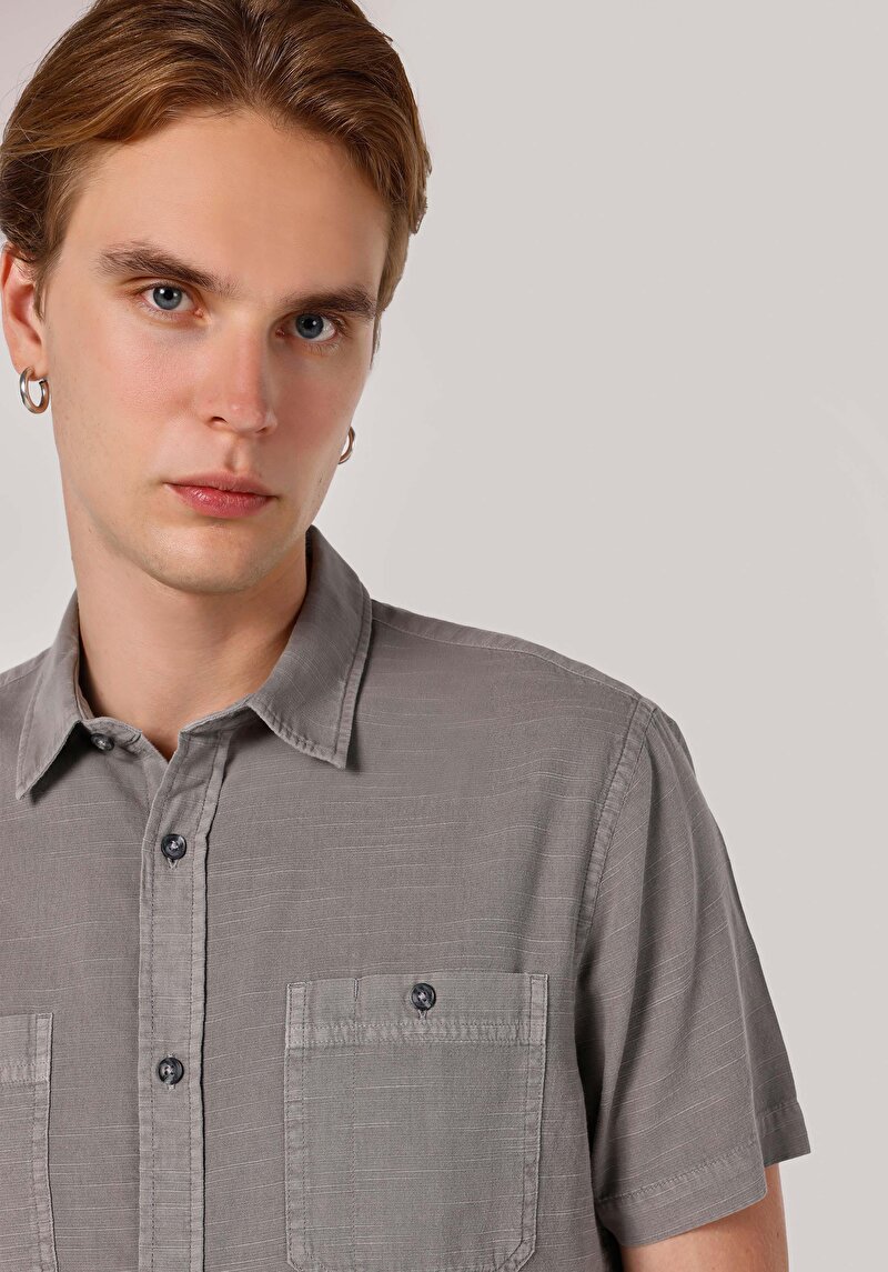 Показати інформацію про Сорочка З Коротким Рукавом Чоловіча Сіра  Cl1063641