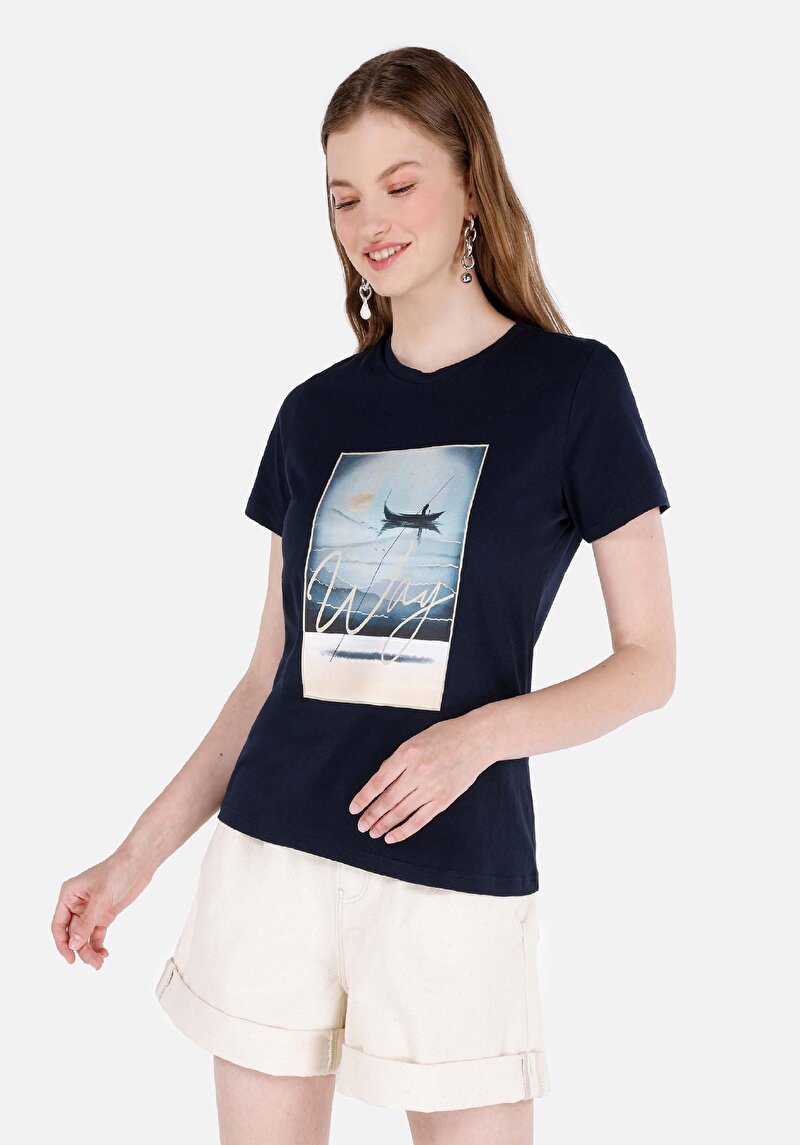 Зображення Футболка З Коротким Рукавом Жіноча Синя  Cl1071662