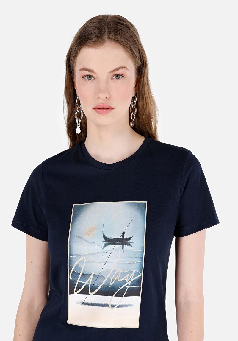 Показати інформацію про Футболка З Коротким Рукавом Жіноча Синя  Cl1071662