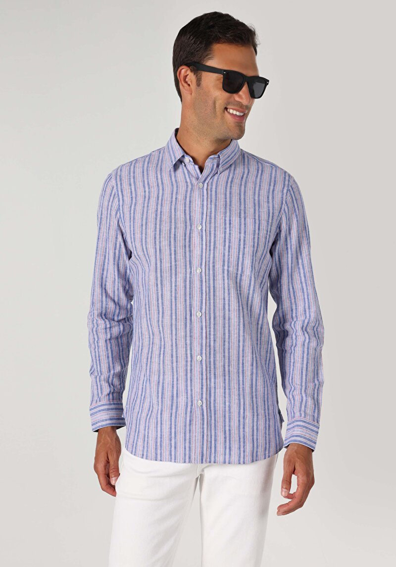 Показати інформацію про Сорочка З Довгим Рукавом Чоловіча Блакитна  Cl1063702