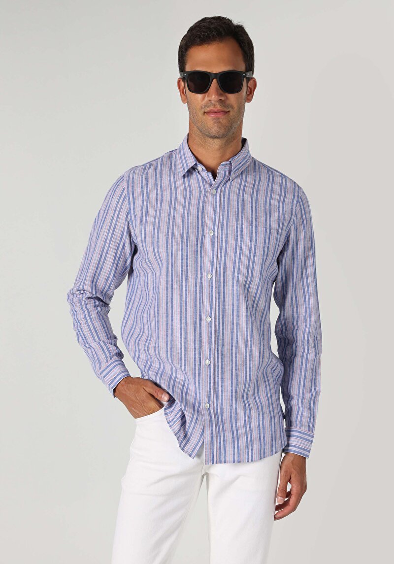 Показати інформацію про Сорочка З Довгим Рукавом Чоловіча Блакитна  Cl1063702