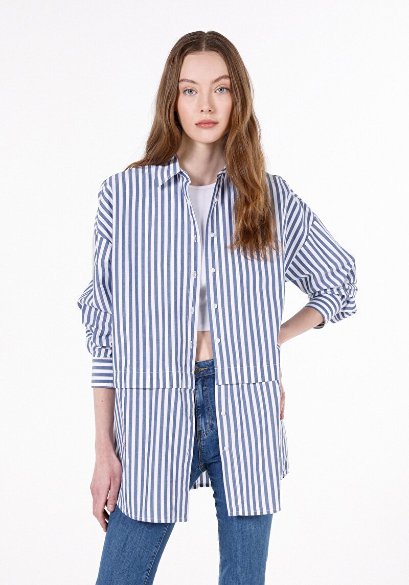 Зображення Сорочка З Довгим Рукавом Жіноча Блакитна  Cl1071966