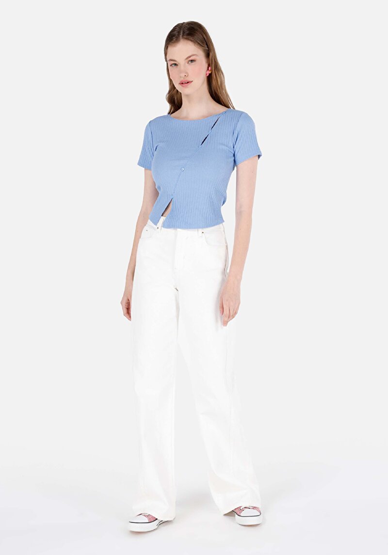 Показати інформацію про Футболка З Коротким Рукавом Жіноча Блакитна  Cl1072145