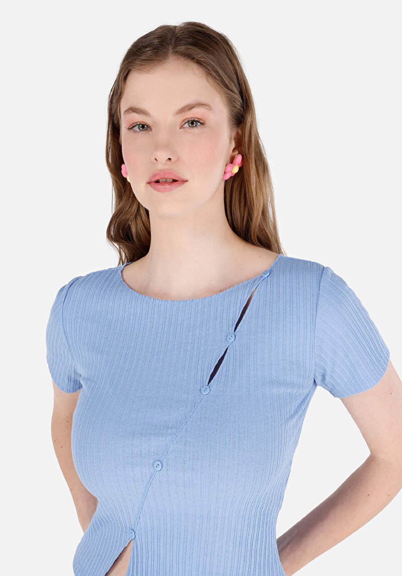 Показати інформацію про Футболка З Коротким Рукавом Жіноча Блакитна  Cl1072145