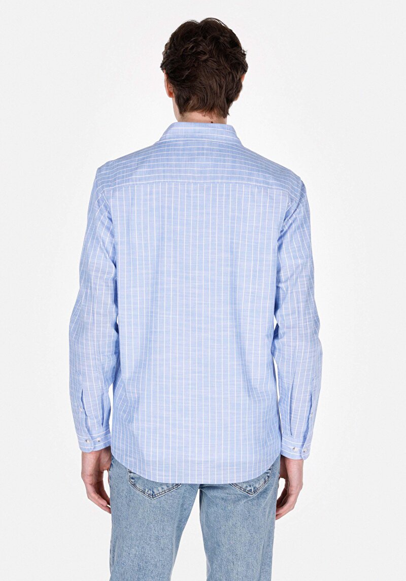 Показати інформацію про Сорочка З Довгим Рукавом Чоловіча Блакитна  Cl1073113