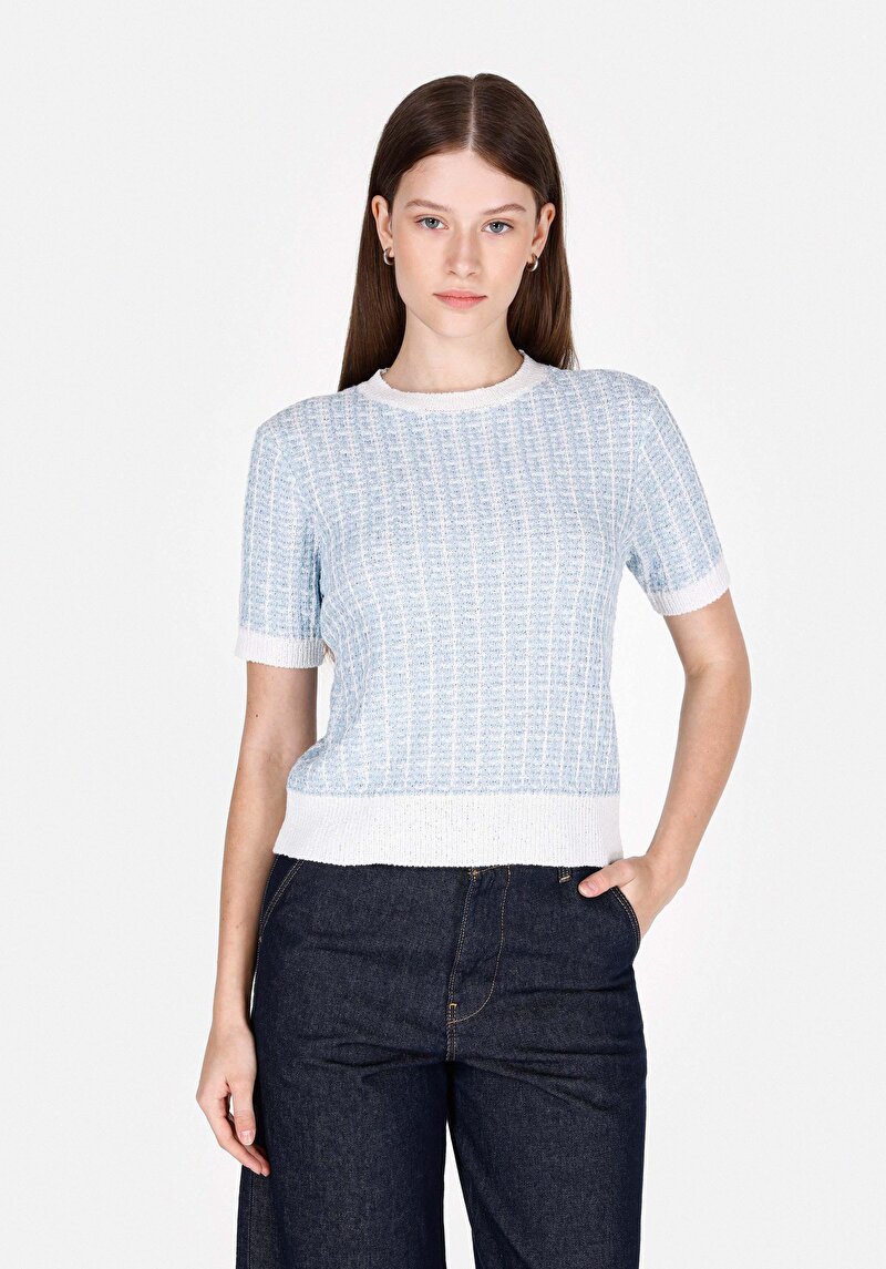 Зображення Светр Із Коротким Рукавом Жіночий Блакитний  Cl1073133