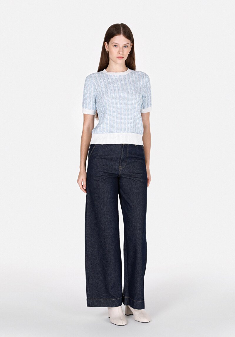 Показати інформацію про Светр Із Коротким Рукавом Жіночий Блакитний  Cl1073133