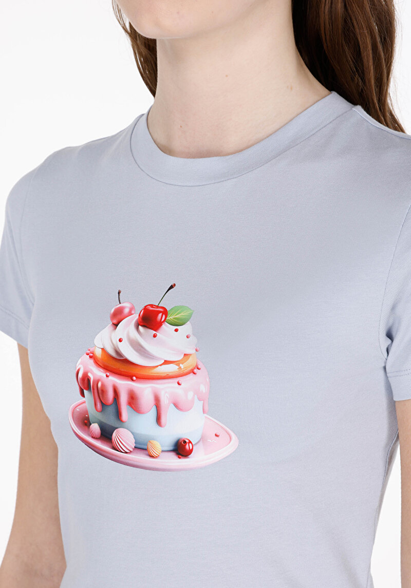 Показати інформацію про Футболка З Коротким Рукавом Жіноча Блакитна  Cl1073175