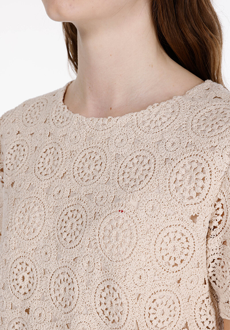 Показати інформацію про Блуза З Коротким Рукавом Жіночий Бежева  Cl1074247