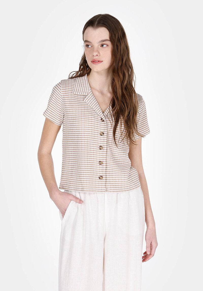 Зображення Сорочка З Коротким Рукавом Жіноча Бежева  Cl1074376