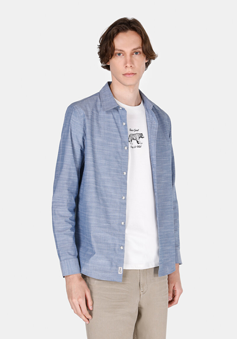 Зображення Сорочка З Довгим Рукавом Чоловіча Блакитна  Cl1073846