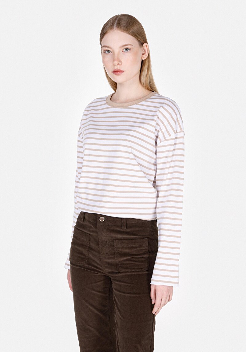 Зображення Футболка З Довгим Рукавом Жіноча Бежева Cl1073949