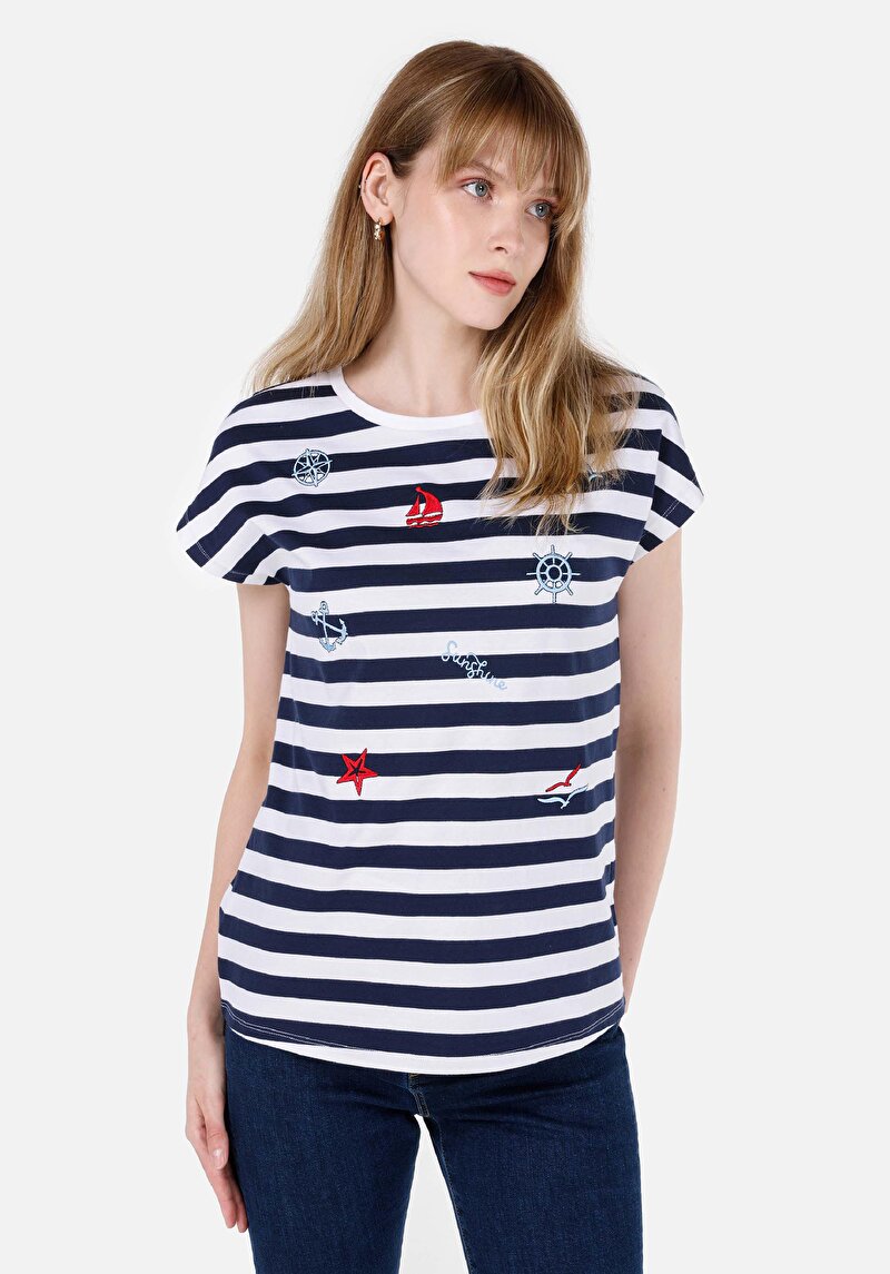 Зображення Футболка З Коротким Рукавом Жіноча Синя  Cl1069120