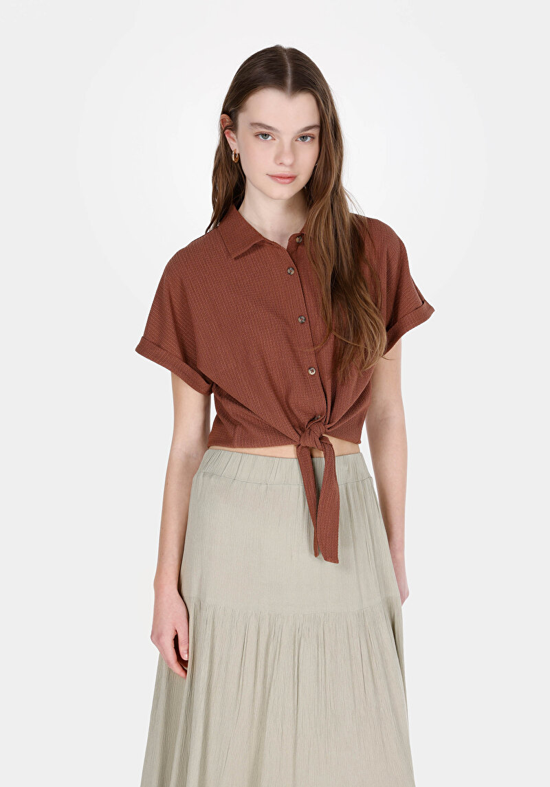 Зображення Сорочка З Коротким Рукавом Жіноча Коричнева Cl1074598