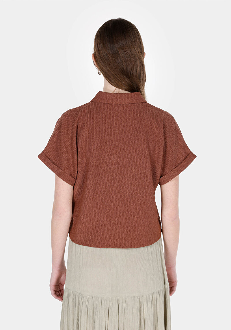 Показати інформацію про Сорочка З Коротким Рукавом Жіноча Коричнева  Cl1074598