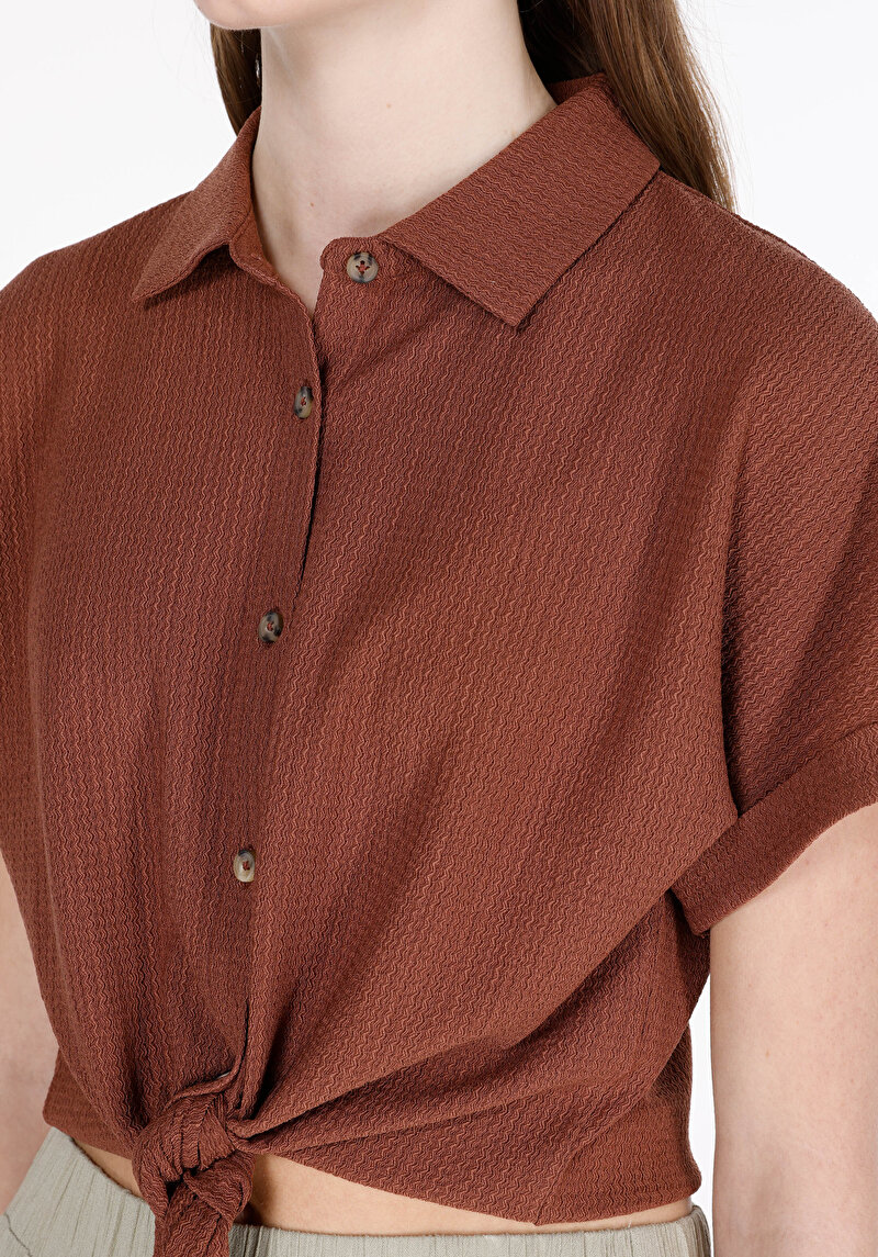 Зображення Сорочка З Коротким Рукавом Жіноча Коричнева Cl1074598