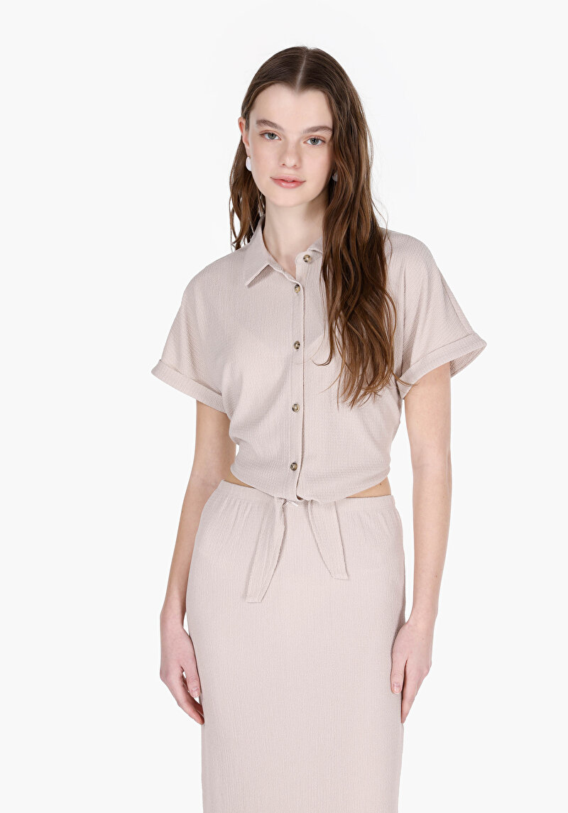 Зображення Сорочка З Коротким Рукавом Жіноча Бежева Cl1074598