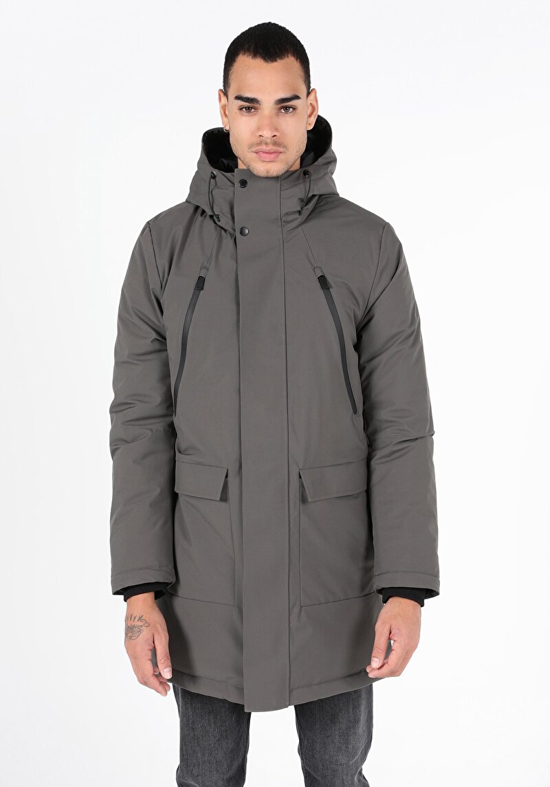 Показати інформацію про Пальто Чоловіче Хакі Класичного Крою Cl1050097