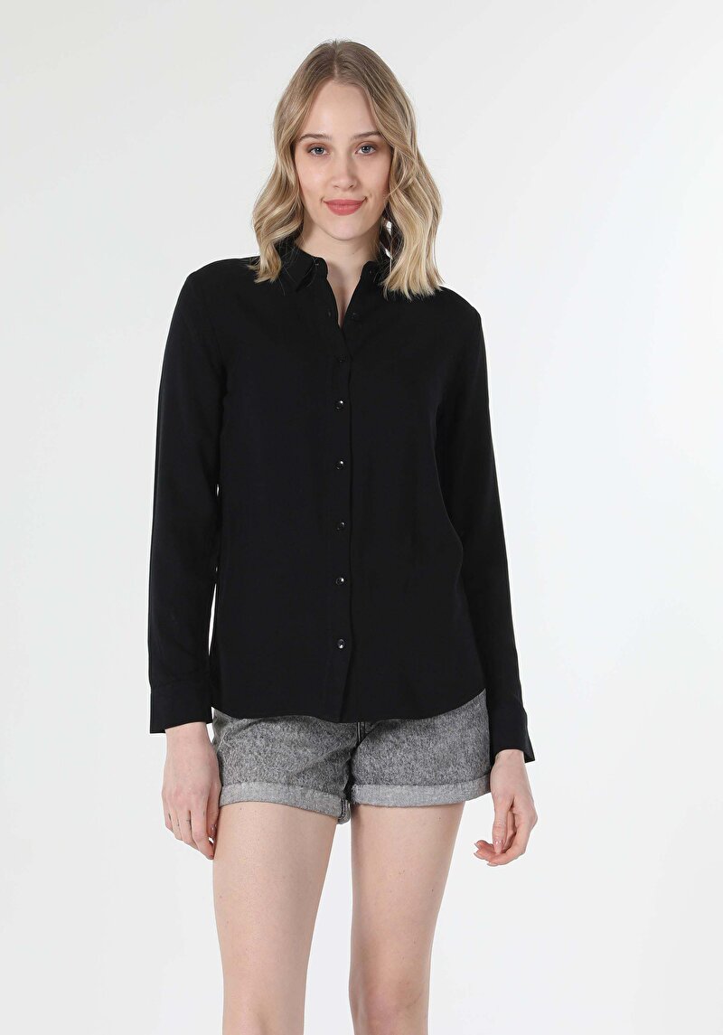 Показати інформацію про Сорочка З Довгим Рукавом Жіноча Чорна  Cl1050927