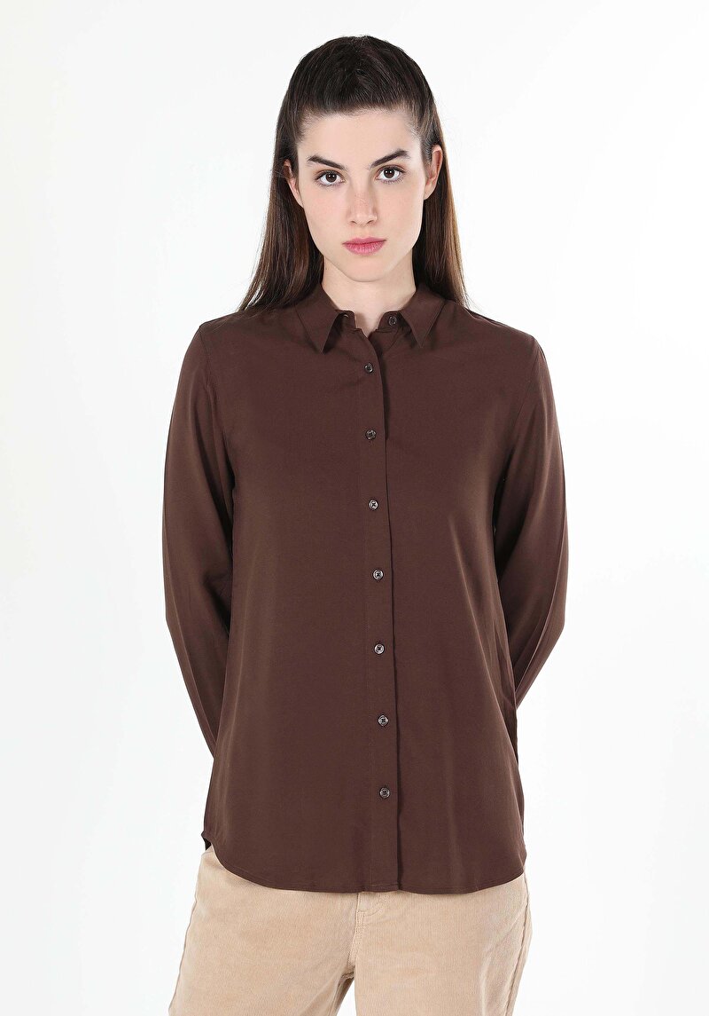 Показати інформацію про Сорочка З Довгим Рукавом Жіноча Коричнева  Cl1050927