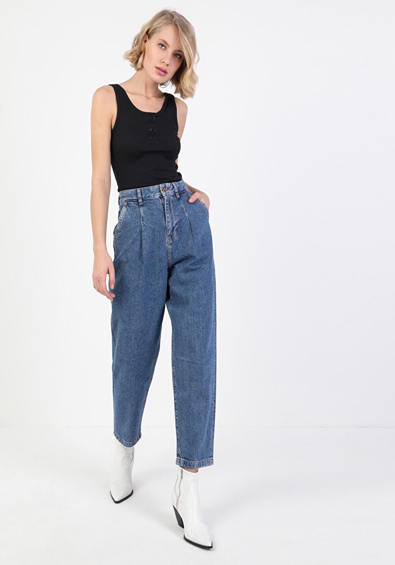 Показати інформацію про 886 Dennıs Джинси Жіночі Сині Слоучі Cl1051201