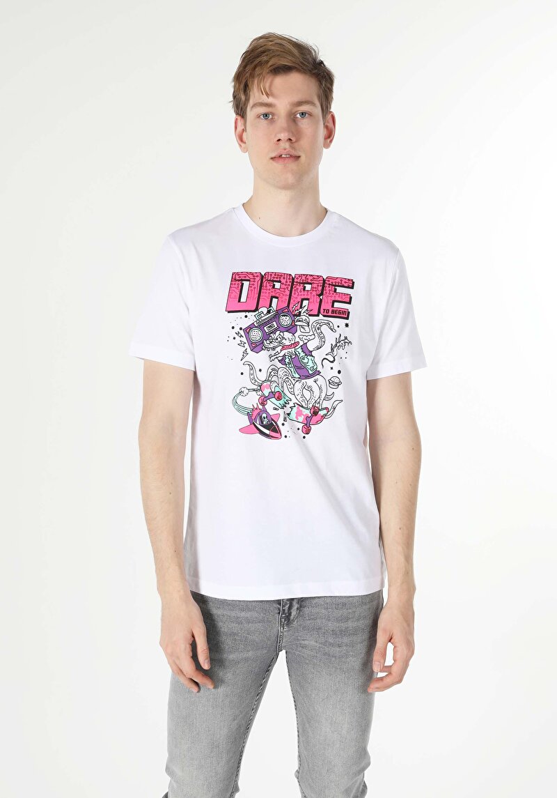 Показати інформацію про Футболка З Коротким Рукавом Чоловіча Біла  Cl1059545