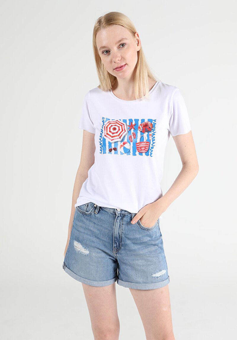 Показати інформацію про Футболка Жіноча Біла Класичного Крою Cl1051363