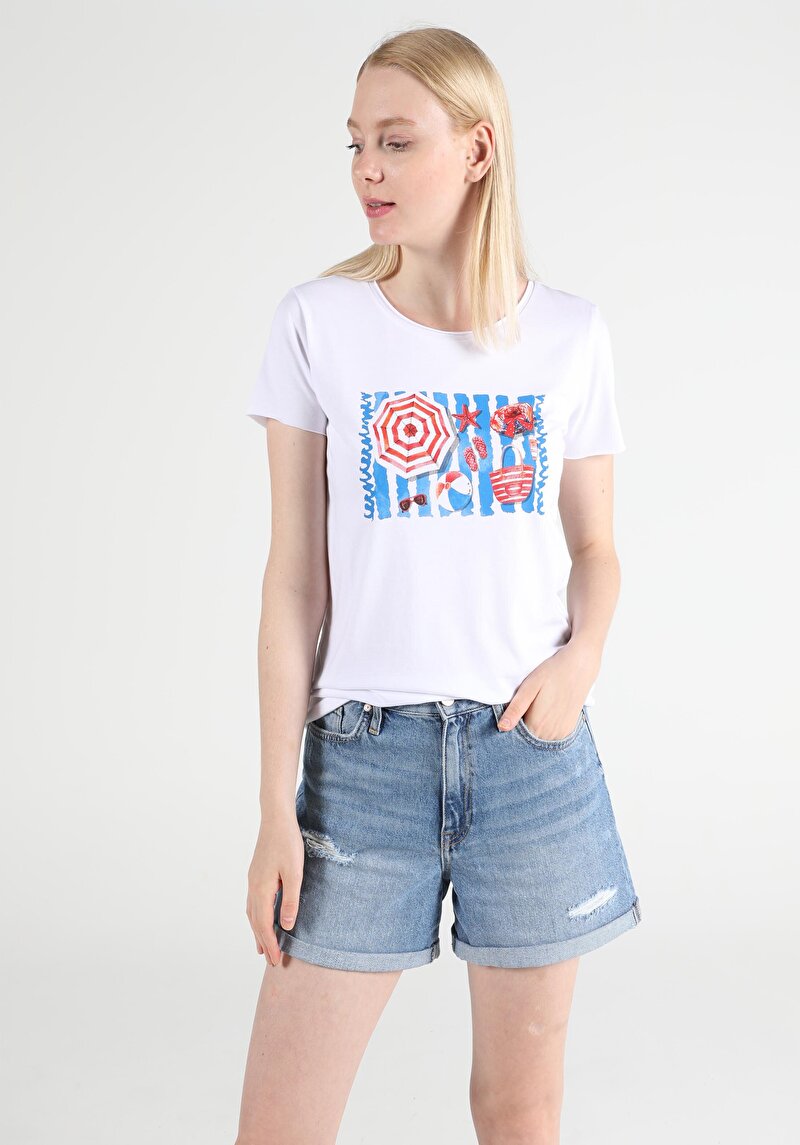 Показати інформацію про Футболка Жіноча Біла Класичного Крою Cl1051363