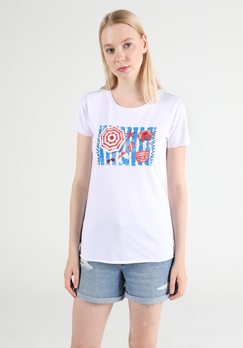 Показати інформацію про Футболка Жіноча Біла Класичного Крою Cl1051363