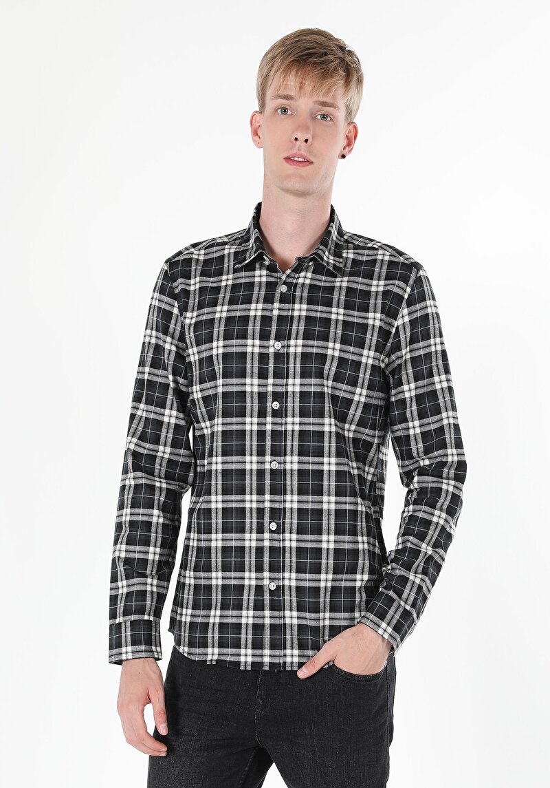 Показати інформацію про Сорочка З Довгим Рукавом Чоловіча Чорна  Cl1059816