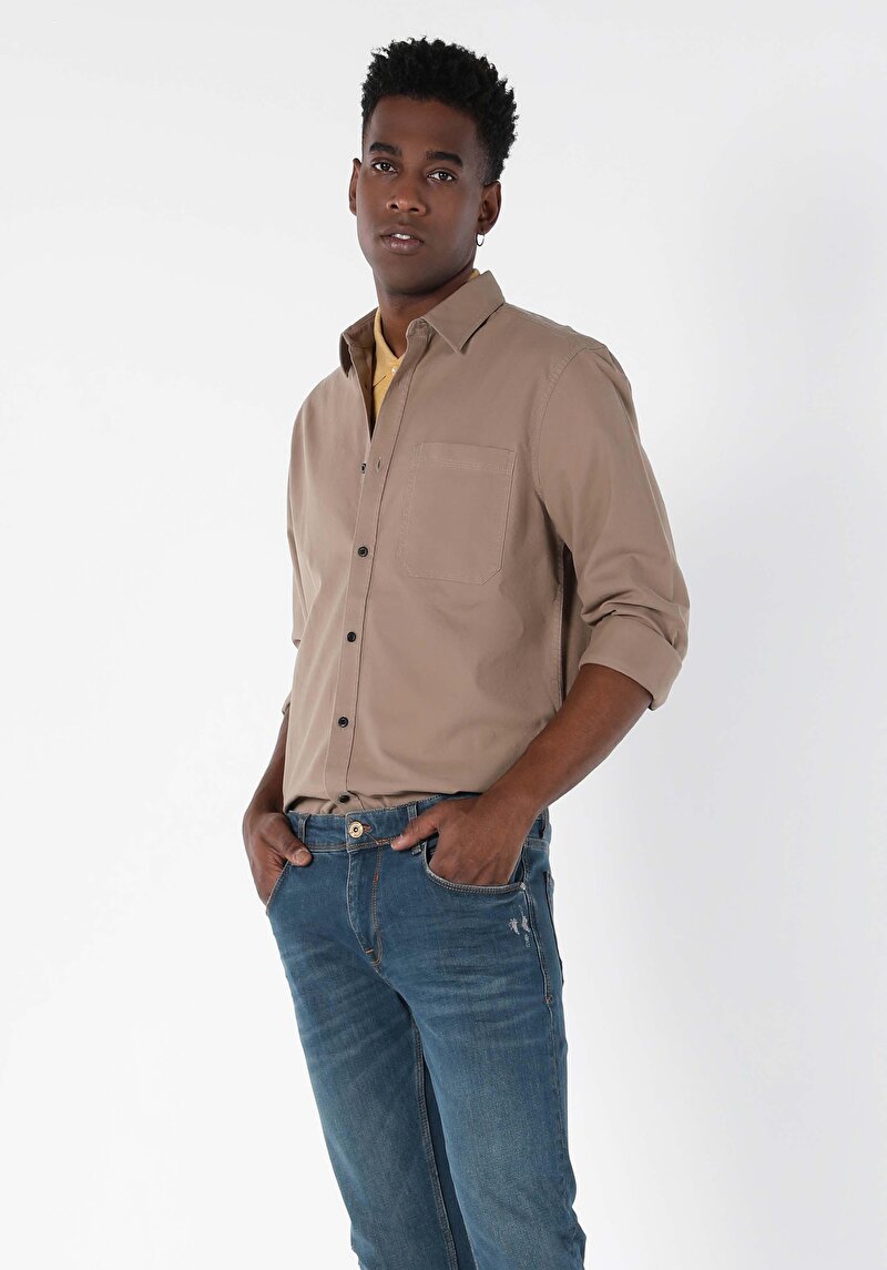 Показати інформацію про Сорочка З Довгим Рукавом Чоловіча Бежева  Cl1057179