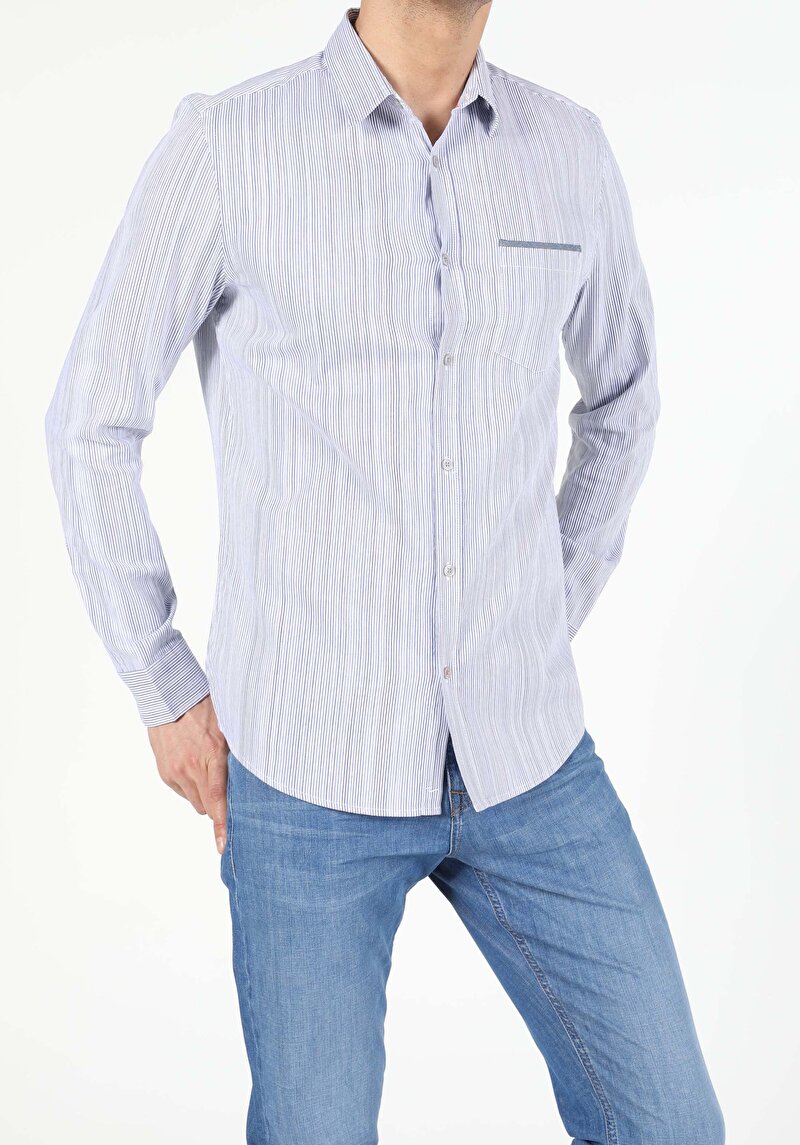 Показати інформацію про Сорочка З Довгим Рукавом Чоловіча Блакитна  Cl1052521