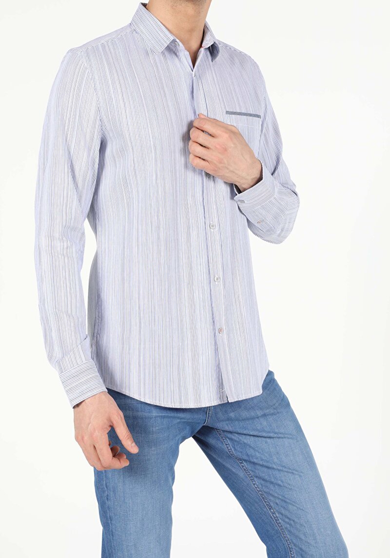 Показати інформацію про Сорочка З Довгим Рукавом Чоловіча Блакитна  Cl1052521