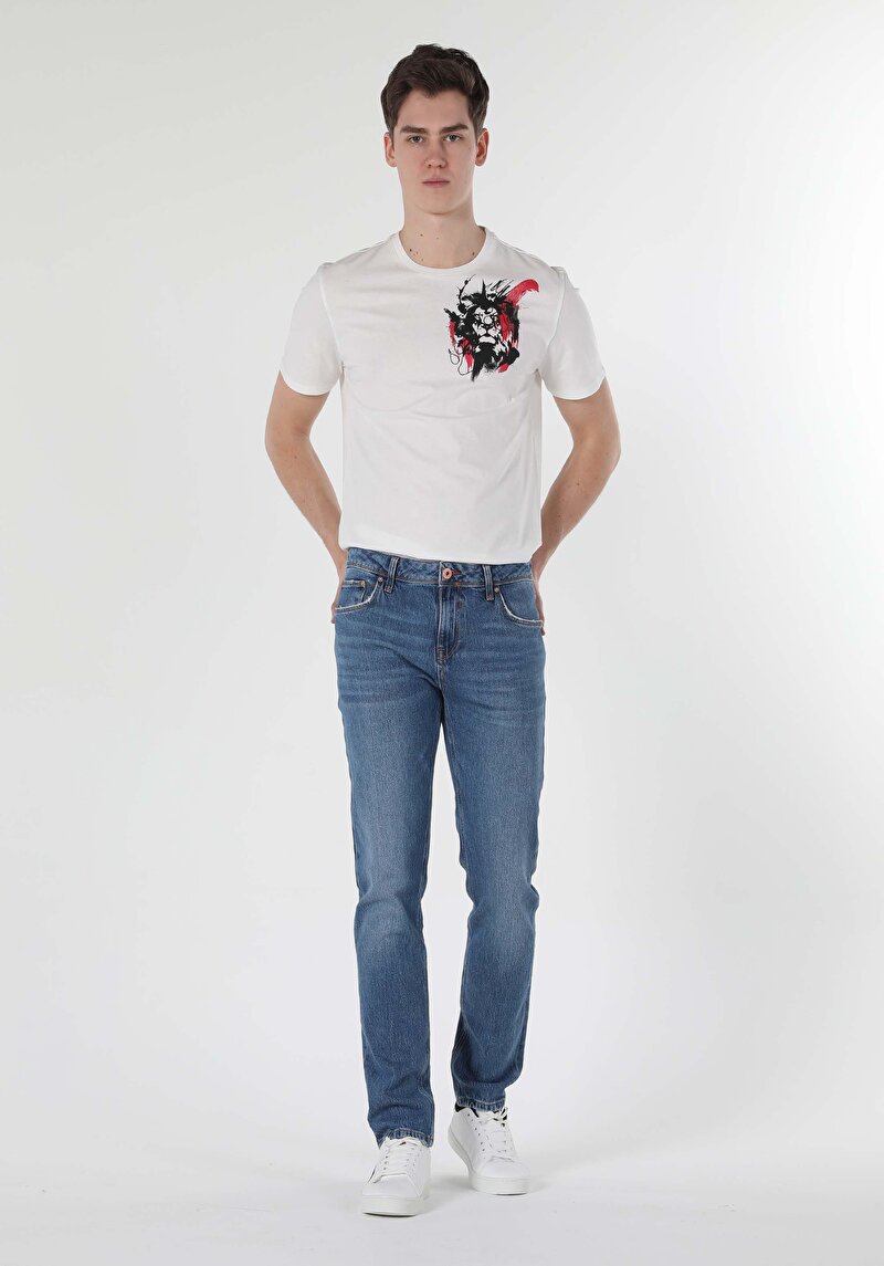 Зображення 044 Karl Джинси Чоловічі Блакитні Прямого Крою Cl1057860