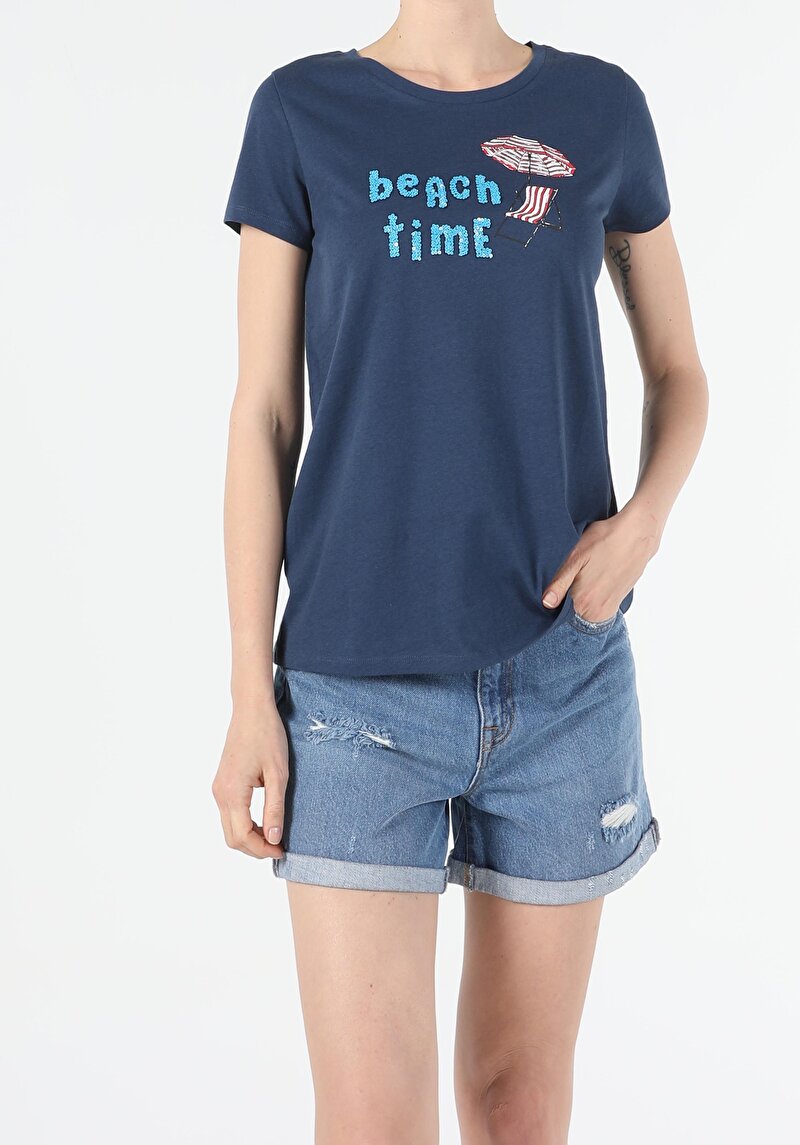 Зображення Футболка З Коротким Рукавом Жіноча Синя  Cl1054051