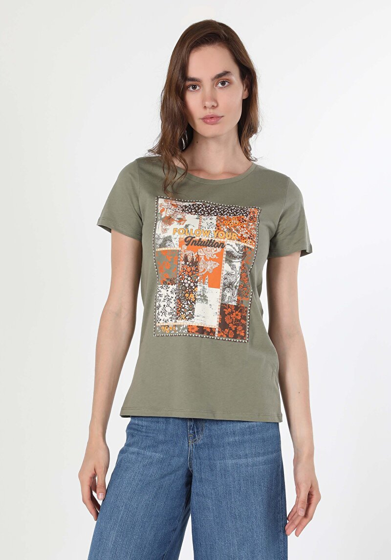 Показати інформацію про Футболка З Коротким Рукавом Жіноча Зелена  Cl1060355