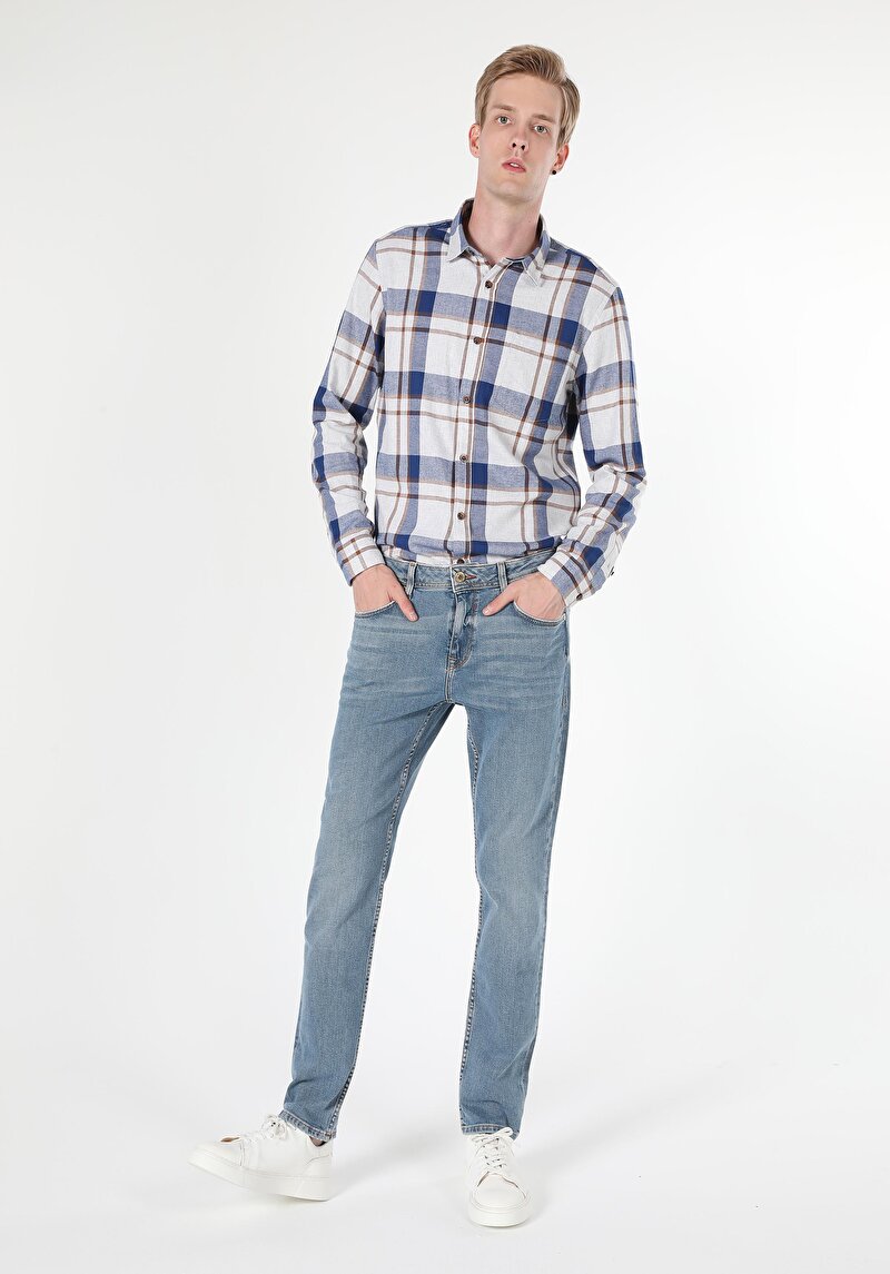 Зображення 044 Karl Джинси Чоловічі Блакитні Прямого Крою Cl1060442