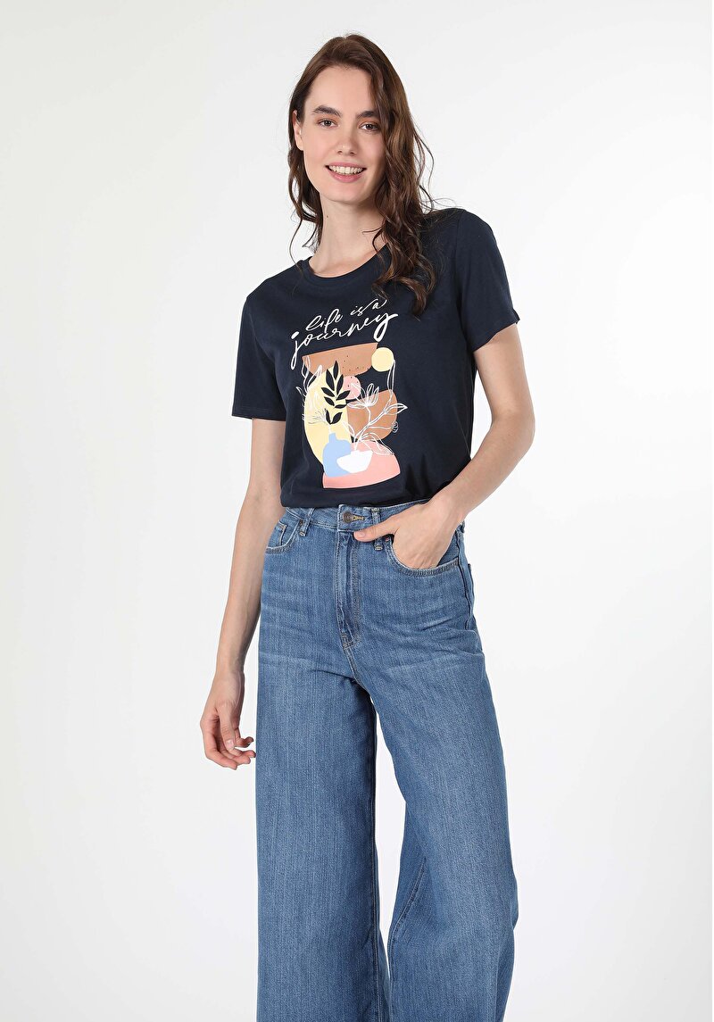 Зображення Футболка З Коротким Рукавом Жіноча Синя  Cl1060453