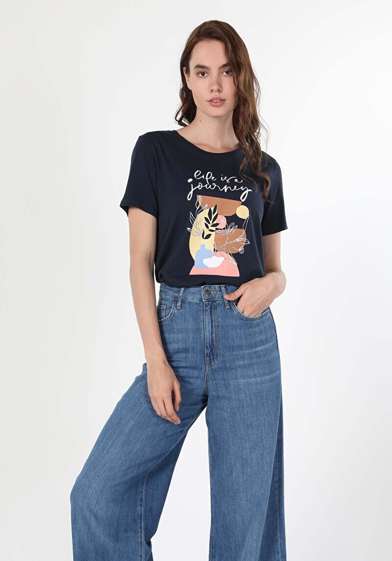 Показати інформацію про Футболка З Коротким Рукавом Жіноча Синя  Cl1060453