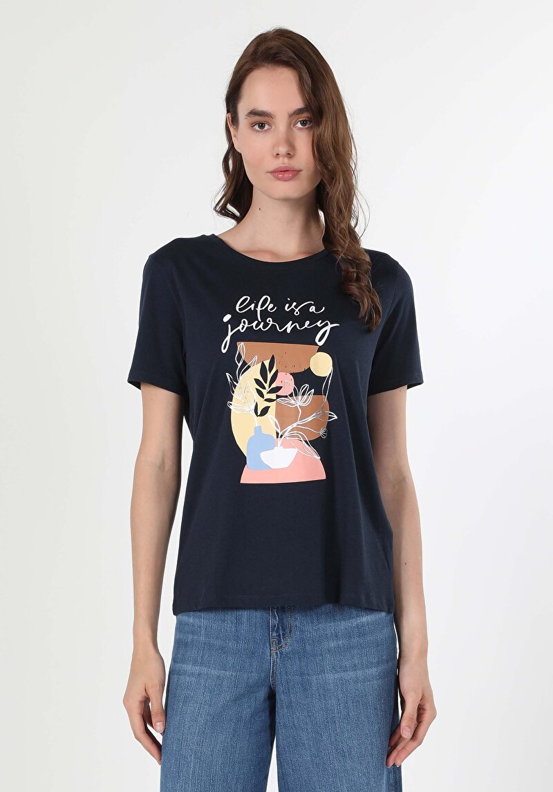 Показати інформацію про Футболка З Коротким Рукавом Жіноча Синя  Cl1060453