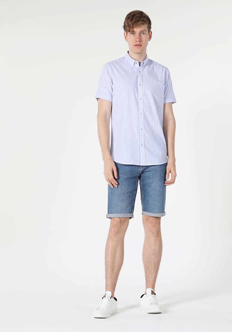 Зображення Сорочка З Коротким Рукавом Чоловіча Блакитна  Cl1054711