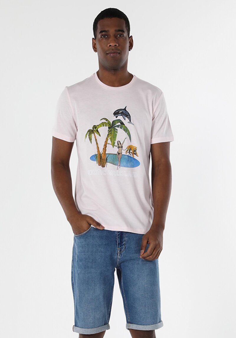 Показати інформацію про Футболка З Коротким Рукавом Чоловіча Рожева  Cl1058203